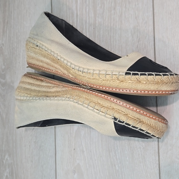 Tory Burch Women's Textile Espadrille Wedge Logo Shoes Sz 8M - Picture 13 of 16